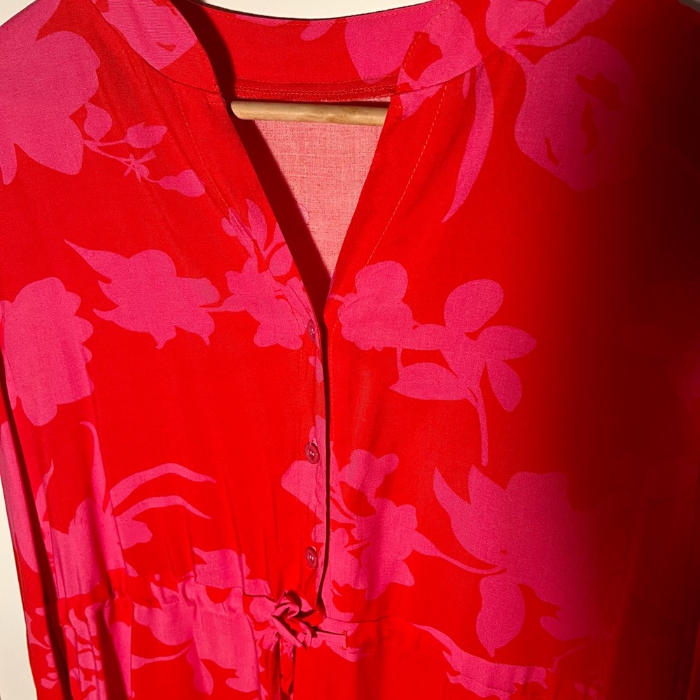 Red and Pink Floral Maxi Dress - Picture 4 of 6
